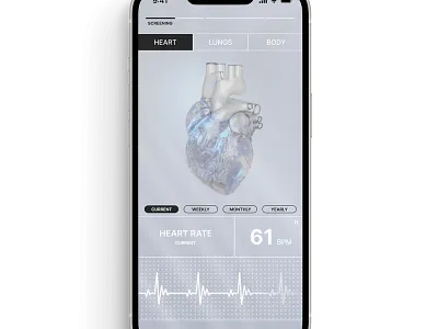 Health Tracking Mobile App 3d 3d design clean design fitness glass health tracking heart ios iphone minimal design mobile design product design ui user experience user interface ux