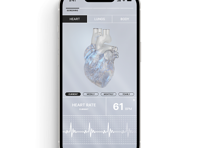 Health Tracking Mobile App 3d 3d design clean design fitness glass health tracking heart ios iphone minimal design mobile design product design ui user experience user interface ux