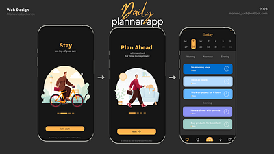 Daily planner app dailyplannerapp dark mode figma illustration webdesign time management uiux webdesign