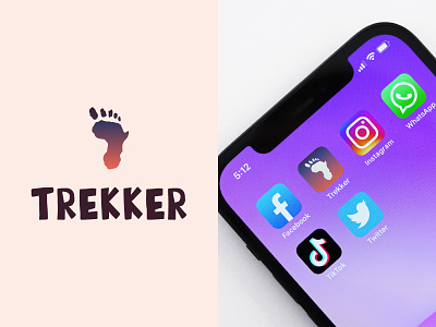 Trekker App logo africa android challenge concept design gradient graphic design hiking icon illustration ios logo warm-up