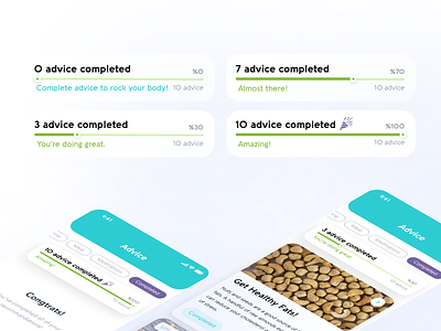 Vivoo - Advice progress advice advices cardcomponent freelance health healthapp progress progressbar startup uidesign urine urinedata ux uxui