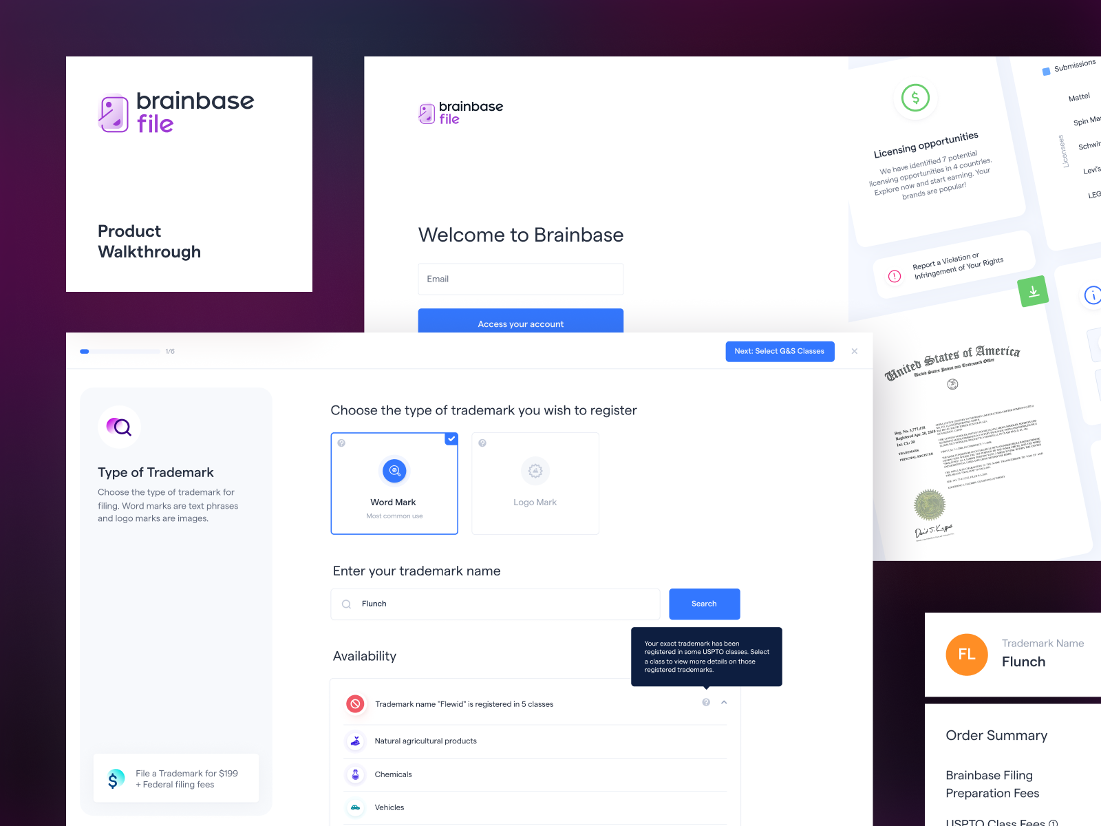 Product walkthrough - Brainbase File case study trademark ui user experience ux web web app