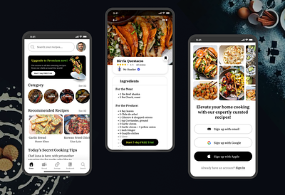 Savor - Food Recipe & Ingredients Mobile App app design logo ui ux