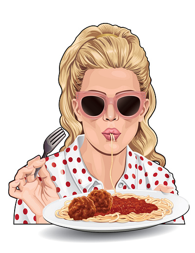 Spaghetti Girl vector illustration