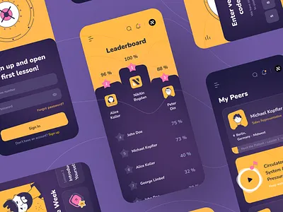 E-Learning Platform - Mobile App app design e learning education ios leaderboard learning lesson mobile app online sketch ui ux