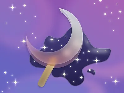Moonsicle aestetic calm chill cute design dream dreamy ice cream illustration lofi lolli moon night popsicle purple simple sketch sky stars vector