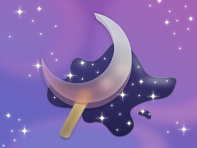 Moonsicle aestetic calm chill cute design dream dreamy ice cream illustration lofi lolli moon night popsicle purple simple sketch sky stars vector
