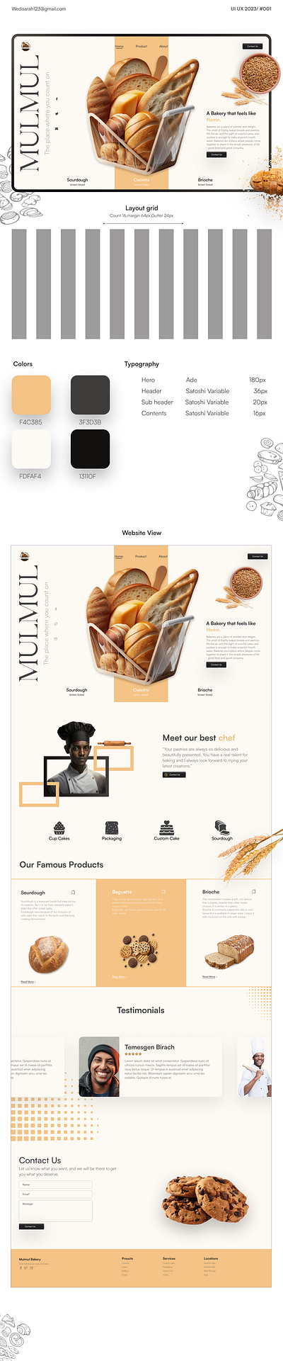 Bakery landing page:MulMul Bakery branding design lan typography ui ux