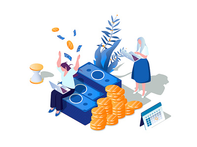 Easy Loan Isometric Illustration 3d banking character concept currency design easy finance graphic illustration isometric isometry landing loan money page people vector web website