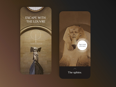 Escape with The Louvre - Virtually Tour app beige brown mobile tour ui