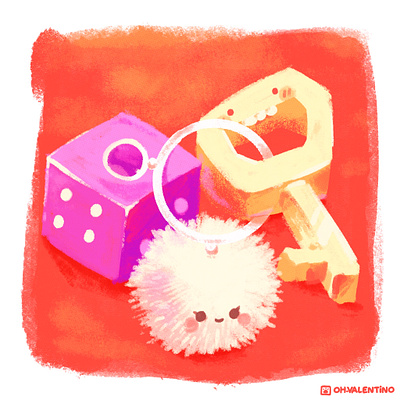Key. 🔑 cute dice fluffy illustration kawaii keychain keys oh valentino ohvalentino painting procreate