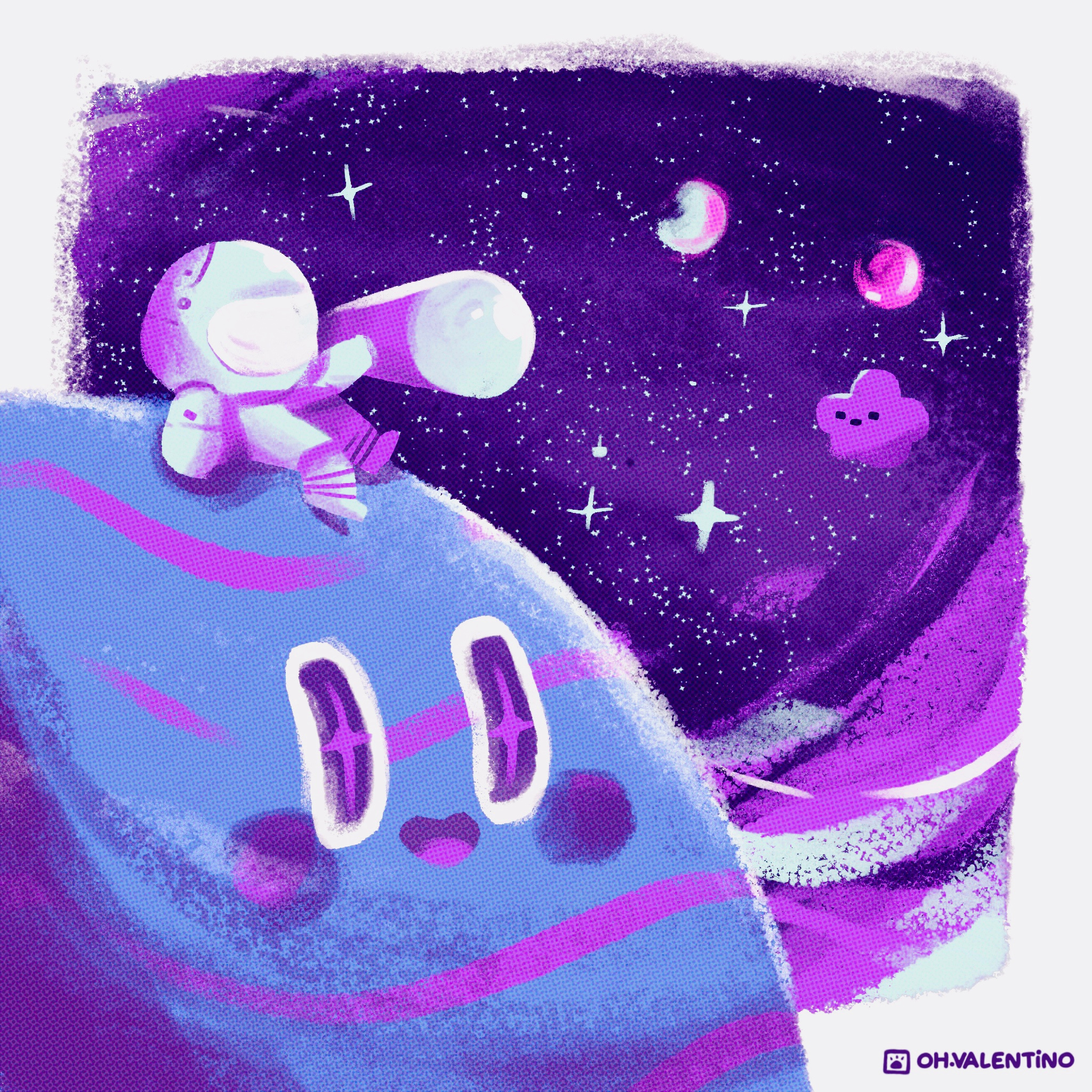 Astro-Planet 🌔 astronaut cute galaxy illustration moon oh valentino ohvalentino planet procreate space