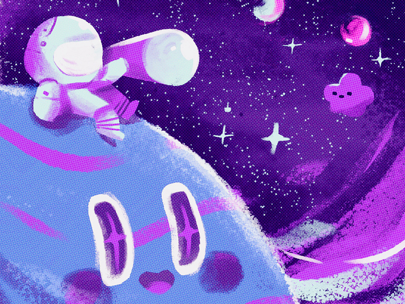 Astro-Planet 🌔 astronaut cute galaxy illustration moon oh valentino ohvalentino planet procreate space
