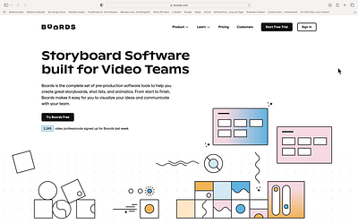 Boords: Storyboarding Website & Custom Software in React JS animation branding custom software design graphic design illustration logo ui ux vector