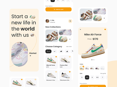 Shoes App UI android aplication app cart design ecommerce interface ios layout mobile shoes shop shopping ui ux