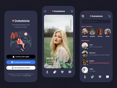 DateMate - Dating Mobile App app dating design graphic design ios mobile ui ux