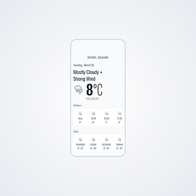 Minimal Weather App app design minimal mobile ui user experience user interface ux weather