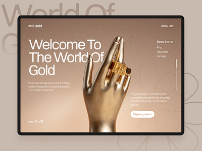 MC Gold - Gold Jewelry Landing Page elegant golden homepage jewel jewelery jewellery landingpage luxury page silver swissstyle ux web website