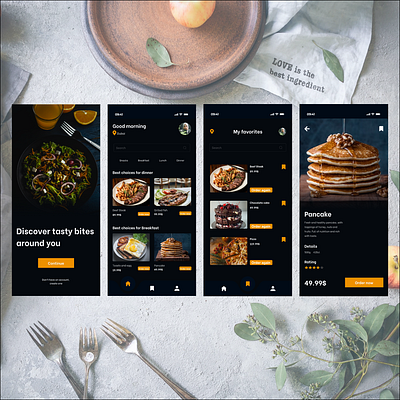 Food App UI design and prototype animation animation on figma app design design figma figma design food app food application mobile app mobile ui ui ui design