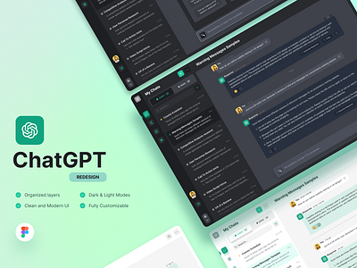 ChatGPT Redesign🔥 app design chat ui chatbot chatgpt dark mode modern ui design openai redesign ui design ux