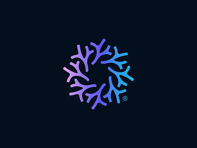 Coral Cell Logomark abstract biotech brand branding cell circle coral gradient growth icon logo logomark minimal movement organic path science startup technology vc