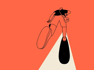 PORTRAIT OF A SORE 40 YEAR OLD 90s body character design editorial illustration hands illustration perspective skateboard vector