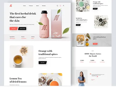 Herbal drink landing page back end front end header landing page ui user interface web web design web development wordpress