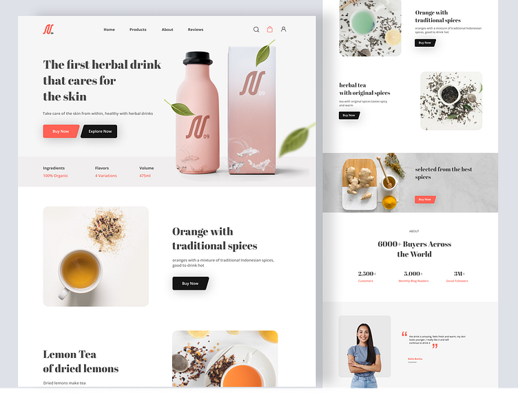 Herbal drink landing page by Nendo for Tipataha on Dribbble