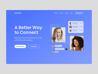 Converso - Landing Page chat chatting converse design home page homepage landing page site web design web page webpage website