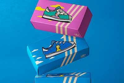 adi x simpsons illustration shoe shoe box simpsons vector