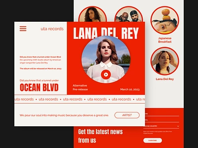 Uta Records - Record House album artist design landing page music label musician record house website record label record label web design recording house songs ui uiux web design