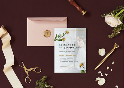 Simple Wedding with Daisy Flower Wedding Invitation branding canva canvatemplate design design graphic v graphic design