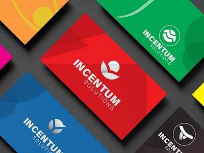 Incentum Solutions abstract logo branding business card graphic design logo logo mockup