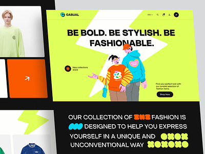 👕Casual - Online Fashion Store branding dark design figma fun graphic design illustration minimalist modern store typography ui ux vector webdesign website