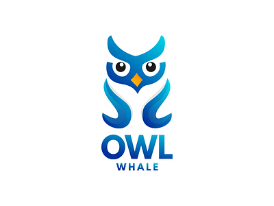 OWL COMBINATION WITH WHALE animal app bird branding design fish graphic design icon illustration logo mammalia owl ui ux vector whale