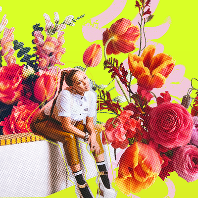 Future Ahead - Freestyle design floral graphic design lime green