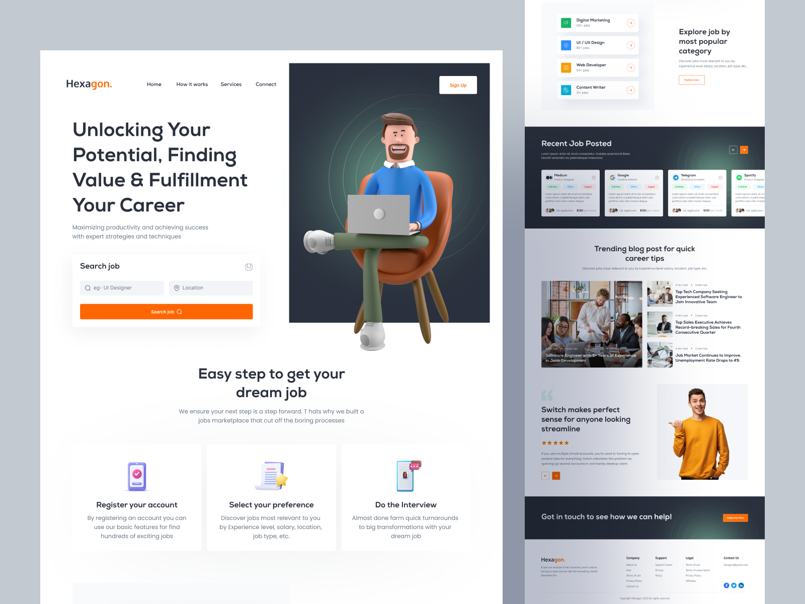 Jobseeker Landing Page by MD Sabbir for SpineEdge Studio on Dribbble