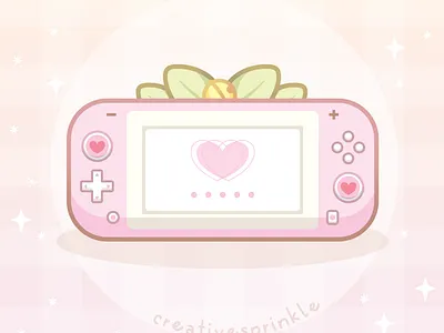 Cute Cozy Pink Switch Lite Gaming Console cozy cute digital art farming games gamer art gaming gaming illustrations graphic design illustration ipad art leaves nintendo switch pink vector art video games