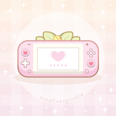 Cute Cozy Pink Switch Lite Gaming Console cozy cute digital art farming games gamer art gaming gaming illustrations graphic design illustration ipad art leaves nintendo switch pink vector art video games