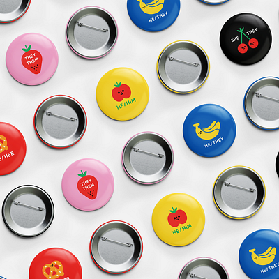 Gender Pronoun Pins art buttons design graphic illustration pins