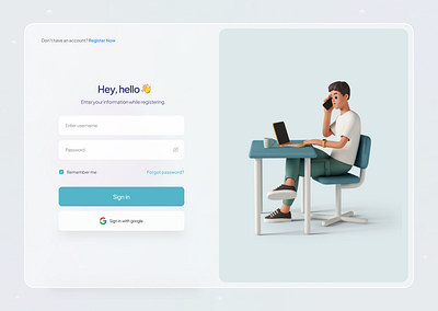 Login Page - Web Design 3d 3d art card form interface design log in login login form login page minimal register sign in signin ui ux