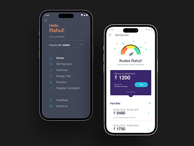 GridCube UI UX analytics bank bills meter mobile payments ui ux