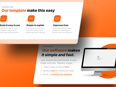 Key differences: product vs. solution slide 3d bright clean figma mockup orange perspective pitch deck pitch deck template pitch decks powerpoint presentation presentations product slides solution startup technology template y combinator