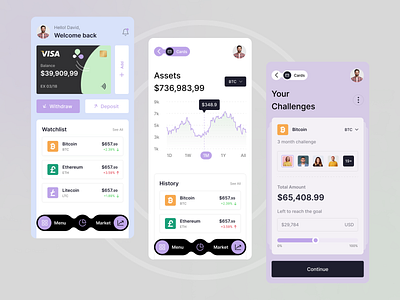 Crypto Service App bitcoin blockchain chart crypto cryptocurrency ethereum exchange financial fintech mobile design nft solana ui design ui kit uiux user interface wallet