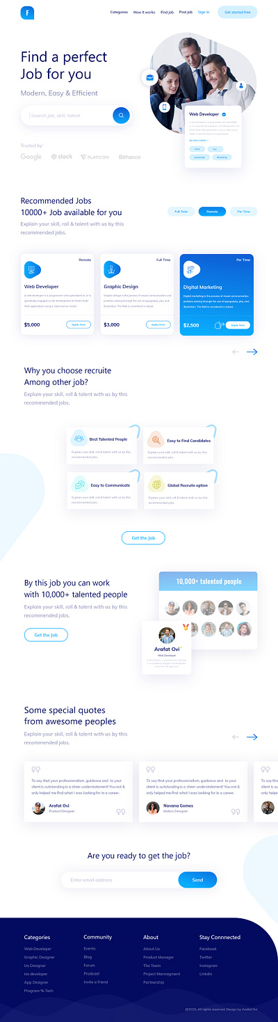 Find Job - Landing page branding design find job graphic design illustration job portal landing page landing page website minimal