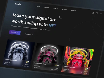 Ghaib - NFT landing page design branding clean dark design desktop elegant figma figmadesign graphic design landingpage minimalist nft ui userexperiece userinterfacedesign ux uxdesign webdesign website