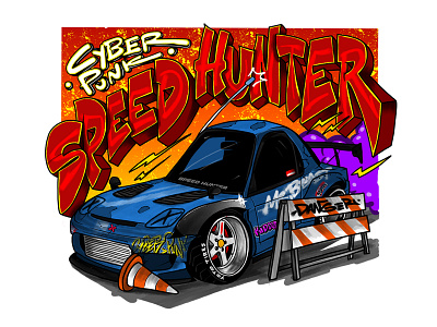 RX7 Speed Hunter automotive carcartoon carillustration carlove carlovers cartoon graffiti graffitiart graphic design illustration tshirtdesign
