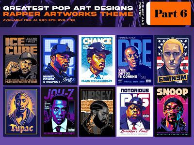 GREATEST POP ART DESIGNS - RAPPER ARTWORKS THEME part 6 hip hop bundle rapper rapper bundle rapper tshirt
