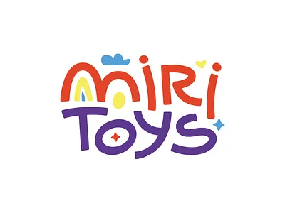 MiriToys logo design concept, playful lettering, kids toy store alex escu branding design graphic design illustration kids letters kids logo lettering logo logotype mark minimalism playful logo symbol toy store logo toys lettering toys logo