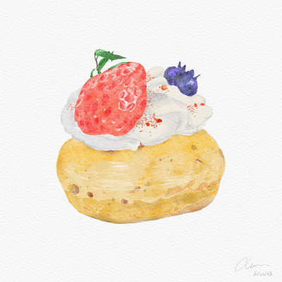A Strawberry Donut dessert donut illustration illustration watercolor procreat strawberry watercolor illustration watercolorlover